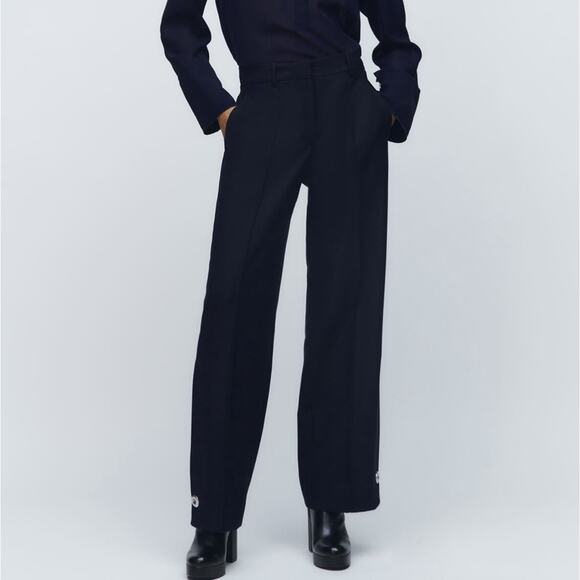 Zara Pants - ZARA CROPPED TROUSERS WITH BUTTON PANTS